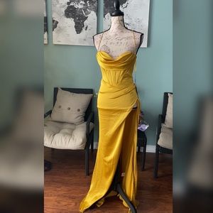 Yellow corset prom dress CinderellaDivine brand